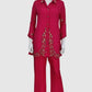Magenta Pure Chinnon Semi-Formal Co-ord Set with Handwork