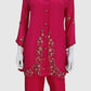 Magenta Pure Chinnon Semi-Formal Co-ord Set with Handwork