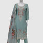Sky Mal Chanderi Straight Suit Dupatta Set with Thread Embroidery