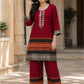 Mehroon Premium Modal Rayon Digital Printed Co-ord Set with Mirror Hand Embroidery