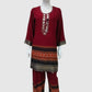 Mehroon Premium Modal Rayon Digital Printed Co-ord Set with Mirror Hand Embroidery