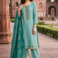 Sky Blue Premium Crape Silk Straight Suit with Zardozi Work & Organza Dupatta