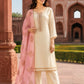 Light Beige Premium Crape Silk Straight Suit with Zardozi Work & Organza Dupatta