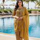 Mustard Cotton Straight Suit with Farshi Salwar & Dupatta | Gota Lace Detail | Label Anju Kumar