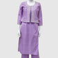 Mauve Pure Cotton Coord Set with Short Shrug & Thread Embroidery | Label Anju Kumar