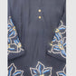 Black Pure Muslin Coord Set with Embroidery on Shirt Bottom & Sleeves | Label Anju Kumar