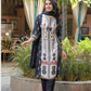 BLACK CREAM Pure Muslin Printed Straight Suit Dupatta Set with Highlight Neck Work | Label Anju Kumar