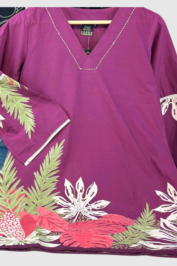 Wine Pure Cotton Coord Set for Women | V-Neck Kurti with Dori Work | Ethnic Wear Set | M to 3XL