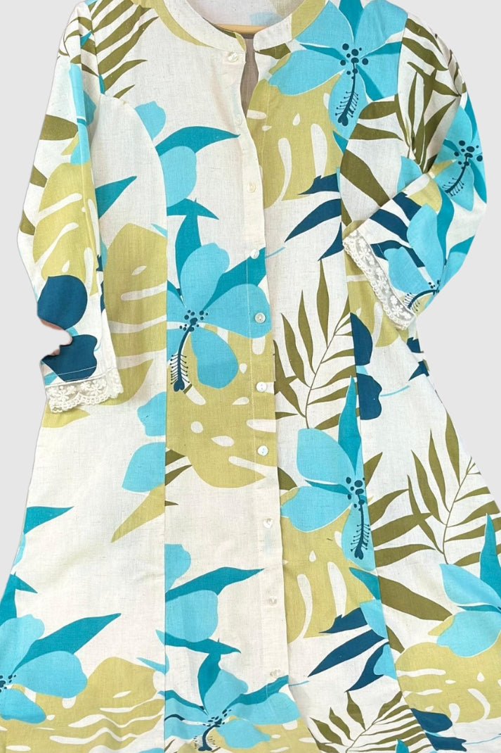 Printed A-Line Kurti with Pockets | Soft Khadi Cotton Ethnic Wear (M–5XL)