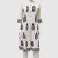 Off White Khadi Cotton A-Line Kurti with Pockets & Floral Hand Block Print | Label Anju Kumar