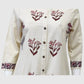 Off White Khadi Cotton A-Line Kurti with Pockets & Floral Hand Block Print | Label Anju Kumar