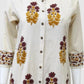 Off White Khadi Cotton A-Line Kurti with Pockets & Floral Hand Block Print | Label Anju Kumar
