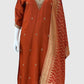 Rust Silk Straight Suit Dupatta Set with Banarasi Dupatta & Hand Embroidery | Label Anju Kumar