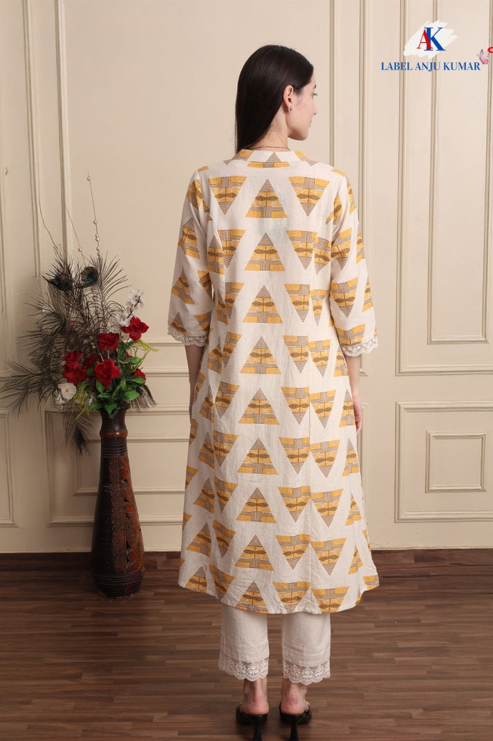 Printed A-Line Kurti with Pockets | Soft Khadi Cotton Ethnic Wear (M–5XL)