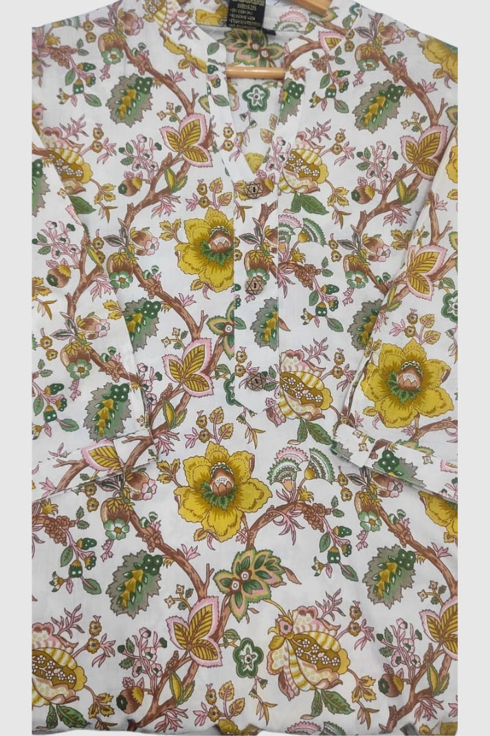 Printed Cotton Short Kurti – Casual / Office Ethnic Top | Label Anju Kumar