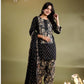 Black Cotton Straight Suit with Farshi Salwar & Dupatta | Gota Lace Detail | Label Anju Kumar