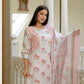 Pink Cotton Printed Straight Suit Dupatta Set with Matching Trousers & Printed Malmal Dupatta | Label Anju Kumar