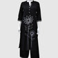 Black Khadi Cotton Coord Set with Thread Embroidery on Front & Straight Trousers | Label Anju Kumar