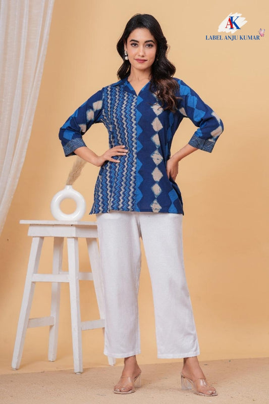 Printed Cotton Short Kurti – Casual / Office Ethnic Top | Label Anju Kumar