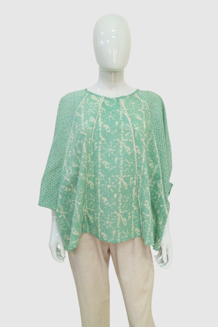 Sky Printed Cotton Short Kurti loose fit  | Label Anju Kumar