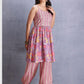 Mauve Printed Semi-Muslin Semi-Formal Suit with Pathani Salwar | Label Anju Kumar