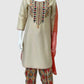 Beige Crape Silk Suit with Printed Muslin Salwar & Contrast Dupatta – Elegant Women’s Ethnic Wear