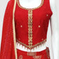 Red Chinon Silk Hand-Embroidered Lehenga Choli Dupatta Set – Party Wear Women’s Ethnic Outfit