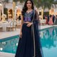 Navy Silk Hand-Embroidered Lehenga Choli Dupatta Set – Party Wear Women’s Ethnic Outfit