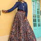 Navy Silk Printed Lehenga with Hand-Embroidered Collar Shirt – Party Wear Women’s Ethnic Outfit