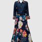 Navy Silk Printed Lehenga with Hand-Embroidered Collar Shirt – Party Wear Women’s Ethnic Outfit