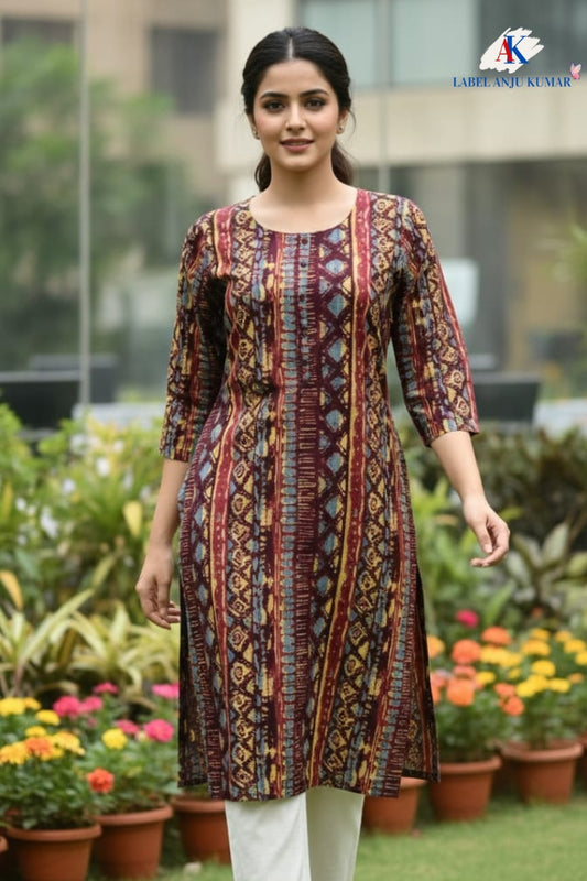 Rayon Straight Kurti with Pocket
