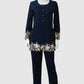 Navy Blue Woollen Coord Set with Thread Embroidery – Warm Women’s Ethnic Wear | Label Anju Kumar