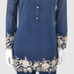 Navy Blue Woollen Coord Set with Thread Embroidery – Warm Women’s Ethnic Wear | Label Anju Kumar