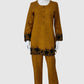 Mustard Woollen Coord Set with Thread Embroidery – Cozy & Stylish Winter Ethnic Wear | Label Anju Kumar