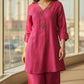 Majinta Dola Silk Coord Set with Hand Embroidery on Neck, Sleeves & Back | Label Anju Kumar