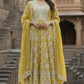 Liril Green Chikankari Anarkali Suit Dupatta Set – Pure Malmal Cotton Semi Formal Wear | Label Anju Kumar