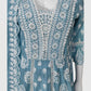 Sky Blue Chikankari Anarkali Suit Dupatta Set – Elegant Malmal Cotton Office Wear | Label Anju Kumar