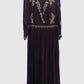 Pure Chinon Silk Wine Long Party Wear Gown with Dubka & Zardozi Hand Embroidery