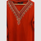 Pure Chinon Silk Rust Farshi Salwar Suit with Dubka & Zardozi Hand Embroidery