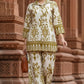 Mustard Chanderi Cotton Ikkat Print Coord Set for Women
