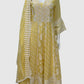 Lemon Pure Mal Cotton Chikan Work Anarkali Suit Set with Dupatta