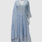 Sky Blue Pure Mal Cotton Chikan Work Anarkali Suit Set with Dupatta