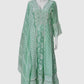 Sea Green Pure Mal Cotton Chikan Work Anarkali Suit Set with Dupatta