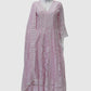 Pink Pure Mal Cotton Chikan Work Anarkali Suit Set with Dupatta