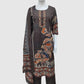 Brown Pure Cotton Printed Straight Suit Dupatta Set