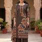Brown Pure Cotton Printed Straight Suit Dupatta Set