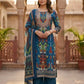 Blue Pure Cotton Printed Straight Suit Dupatta Set