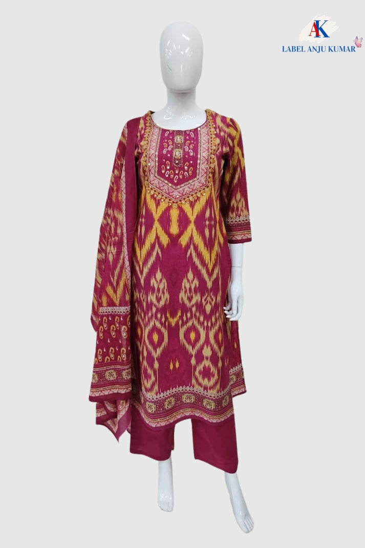 Majinta Pure Cotton Printed Straight Suit Dupatta Set