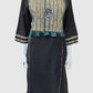 Black Khadi Cotton Coord Set with Blue Patch and Mirror Work