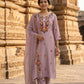Dusty Pink Dola Silk Zardozi Suit Dupatta Set with Organza Dupatta